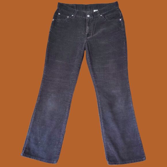 Vintage 2000s Levi's 517 Black Corduroy Slim Fit Flare Jeans, Red Tab - Picture 1 of 5